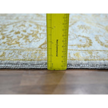 Load image into Gallery viewer, 8&#39;x10&#39; Beau Blue with Golden Brown, Persian Influence Design, Tone on Tone, Wool &amp; Silk, Hand Knotted, Oriental Rug FWR457848