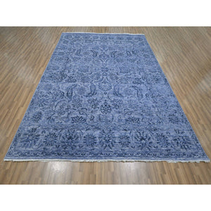 8'1"x10' Purple, Saturated Colors and Design, Tone on Tone, Hand Knotted, Wool & Silk, Abrash, Oriental Rug FWR457854