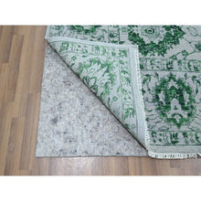 Load image into Gallery viewer, 8&#39;x10&#39;1&quot; Snow White with Forest Green, Persian Tabriz Influence Design, 100% Wool, Tone on Tone, Hand Knotted, Oriental Rug FWR457860