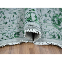 Load image into Gallery viewer, 8&#39;x10&#39;1&quot; Snow White with Forest Green, Persian Tabriz Influence Design, 100% Wool, Tone on Tone, Hand Knotted, Oriental Rug FWR457860