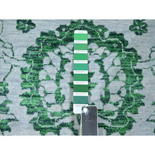 Load image into Gallery viewer, 8&#39;x10&#39;1&quot; Snow White with Forest Green, Persian Tabriz Influence Design, 100% Wool, Tone on Tone, Hand Knotted, Oriental Rug FWR457860
