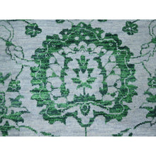 Load image into Gallery viewer, 8&#39;x10&#39;1&quot; Snow White with Forest Green, Persian Tabriz Influence Design, 100% Wool, Tone on Tone, Hand Knotted, Oriental Rug FWR457860