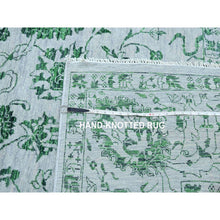 Load image into Gallery viewer, 8&#39;x10&#39;1&quot; Snow White with Forest Green, Persian Tabriz Influence Design, 100% Wool, Tone on Tone, Hand Knotted, Oriental Rug FWR457860