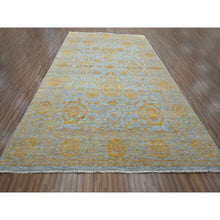 Load image into Gallery viewer, 10&#39;x14&#39; Misty Gray with Gold, Tone on Tone, Persian Influence Design, Hand Knotted, Wool &amp; Silk, Oriental Rug FWR457872