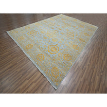 Load image into Gallery viewer, 10&#39;x14&#39; Misty Gray with Gold, Tone on Tone, Persian Influence Design, Hand Knotted, Wool &amp; Silk, Oriental Rug FWR457872