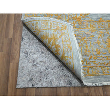 Load image into Gallery viewer, 10&#39;x14&#39; Misty Gray with Gold, Tone on Tone, Persian Influence Design, Hand Knotted, Wool &amp; Silk, Oriental Rug FWR457872