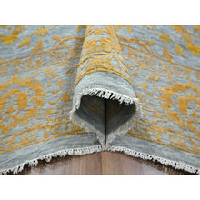 Load image into Gallery viewer, 10&#39;x14&#39; Misty Gray with Gold, Tone on Tone, Persian Influence Design, Hand Knotted, Wool &amp; Silk, Oriental Rug FWR457872