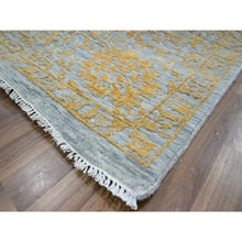 Load image into Gallery viewer, 10&#39;x14&#39; Misty Gray With Gold, Tone On Tone, Persian Influence Design, Hand Knotted, Wool &amp; Silk, Oriental Rug FWR457872