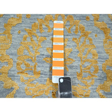 Load image into Gallery viewer, 10&#39;x14&#39; Misty Gray With Gold, Tone On Tone, Persian Influence Design, Hand Knotted, Wool &amp; Silk, Oriental Rug FWR457872