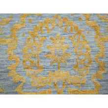 Load image into Gallery viewer, 10&#39;x14&#39; Misty Gray With Gold, Tone On Tone, Persian Influence Design, Hand Knotted, Wool &amp; Silk, Oriental Rug FWR457872