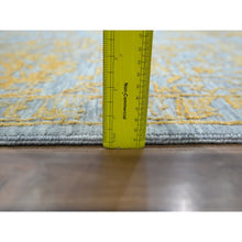 Load image into Gallery viewer, 10&#39;x14&#39; Misty Gray with Gold, Tone on Tone, Persian Influence Design, Hand Knotted, Wool &amp; Silk, Oriental Rug FWR457872