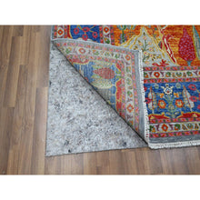 Load image into Gallery viewer, 8&#39;x10&#39; Aqua Blue, Pictorial with Colorful Mountain and Tree Scenery Design, Hand Knotted, 100% Wool, Agra, Oriental Rug FWR457878