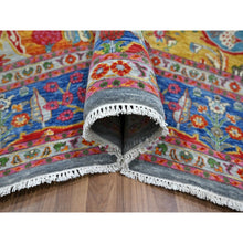 Load image into Gallery viewer, 8&#39;x10&#39; Aqua Blue, Pictorial with Colorful Mountain and Tree Scenery Design, Hand Knotted, 100% Wool, Agra, Oriental Rug FWR457878
