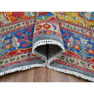 8'x10' Aqua Blue, Pictorial with Colorful Mountain and Tree Scenery Design, Hand Knotted, 100% Wool, Agra, Oriental Rug FWR457878