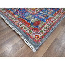 Load image into Gallery viewer, 8&#39;x10&#39; Aqua Blue, Pictorial With Colorful Mountain And Tree Scenery Design, Hand Knotted, 100% Wool, Agra, Oriental Rug FWR457878