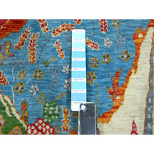 Load image into Gallery viewer, 8&#39;x10&#39; Aqua Blue, Pictorial With Colorful Mountain And Tree Scenery Design, Hand Knotted, 100% Wool, Agra, Oriental Rug FWR457878