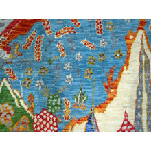 Load image into Gallery viewer, 8&#39;x10&#39; Aqua Blue, Pictorial With Colorful Mountain And Tree Scenery Design, Hand Knotted, 100% Wool, Agra, Oriental Rug FWR457878
