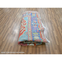 Load image into Gallery viewer, 8&#39;x10&#39; Aqua Blue, Pictorial with Colorful Mountain and Tree Scenery Design, Hand Knotted, 100% Wool, Agra, Oriental Rug FWR457878