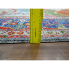 Load image into Gallery viewer, 8&#39;x10&#39; Aqua Blue, Pictorial with Colorful Mountain and Tree Scenery Design, Hand Knotted, 100% Wool, Agra, Oriental Rug FWR457878