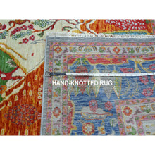 Load image into Gallery viewer, 8&#39;x10&#39; Aqua Blue, Pictorial with Colorful Mountain and Tree Scenery Design, Hand Knotted, 100% Wool, Agra, Oriental Rug FWR457878