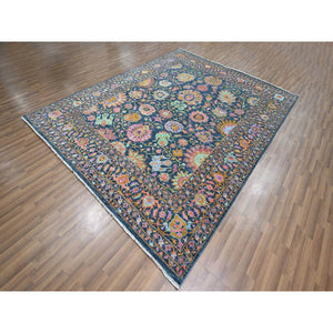 8'x10'2" Imperial Blue, Colorful All Over Tabriz Design, Wool & Silk, Hand Knotted, Oriental Rug FWR457890