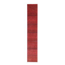 Load image into Gallery viewer, 2&#39;5&quot;x14&#39; Chili Red, Modern Grass Design, Hand Knotted, Denser Weave, Tone on Tone, Wool and Silk, Lush and Plush, Runner, Oriental Rug FWR457908