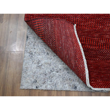 Load image into Gallery viewer, 2&#39;5&quot;x14&#39; Chili Red, Modern Grass Design, Hand Knotted, Denser Weave, Tone on Tone, Wool and Silk, Lush and Plush, Runner, Oriental Rug FWR457908