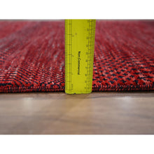 Load image into Gallery viewer, 2&#39;5&quot;x14&#39; Chili Red, Modern Grass Design, Hand Knotted, Denser Weave, Tone on Tone, Wool and Silk, Lush and Plush, Runner, Oriental Rug FWR457908