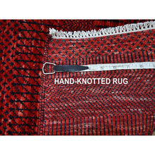 Load image into Gallery viewer, 2&#39;5&quot;x14&#39; Chili Red, Modern Grass Design, Hand Knotted, Denser Weave, Tone On Tone, Wool And Silk, Lush And Plush, Runner, Oriental Rug FWR457908