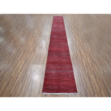 Load image into Gallery viewer, 2&#39;6&quot;x16&#39;3&quot; Angels Red, Modern Grass Design, Hand Knotted, Borderless, Denser Weave, Lush And Plush, Tone On Tone, Wool And Silk, Xl Runner, Oriental Rug FWR457920