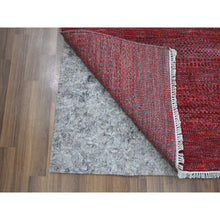 Load image into Gallery viewer, 2&#39;6&quot;x16&#39;3&quot; Angels Red, Modern Grass Design, Hand Knotted, Borderless, Denser Weave, Lush And Plush, Tone On Tone, Wool And Silk, Xl Runner, Oriental Rug FWR457920