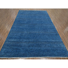 Load image into Gallery viewer, 9&#39;x12&#39; Imperial Blue, Modern Grass Design, Hand Knotted, Denser Weave, Tone on Tone, Wool and Silk, Borderless, Lush and Plush, Oriental Rug FWR457932