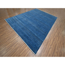 Load image into Gallery viewer, 9&#39;x12&#39; Imperial Blue, Modern Grass Design, Hand Knotted, Denser Weave, Tone on Tone, Wool and Silk, Borderless, Lush and Plush, Oriental Rug FWR457932