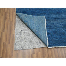 Load image into Gallery viewer, 9&#39;x12&#39; Imperial Blue, Modern Grass Design, Hand Knotted, Denser Weave, Tone On Tone, Wool And Silk, Borderless, Lush And Plush, Oriental Rug FWR457932