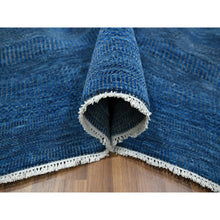 Load image into Gallery viewer, 9&#39;x12&#39; Imperial Blue, Modern Grass Design, Hand Knotted, Denser Weave, Tone On Tone, Wool And Silk, Borderless, Lush And Plush, Oriental Rug FWR457932