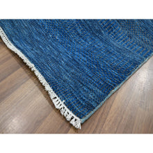 Load image into Gallery viewer, 9&#39;x12&#39; Imperial Blue, Modern Grass Design, Hand Knotted, Denser Weave, Tone On Tone, Wool And Silk, Borderless, Lush And Plush, Oriental Rug FWR457932