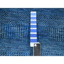 Load image into Gallery viewer, 9&#39;x12&#39; Imperial Blue, Modern Grass Design, Hand Knotted, Denser Weave, Tone on Tone, Wool and Silk, Borderless, Lush and Plush, Oriental Rug FWR457932