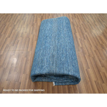 Load image into Gallery viewer, 9&#39;x12&#39; Imperial Blue, Modern Grass Design, Hand Knotted, Denser Weave, Tone on Tone, Wool and Silk, Borderless, Lush and Plush, Oriental Rug FWR457932