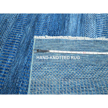 Load image into Gallery viewer, 9&#39;x12&#39; Imperial Blue, Modern Grass Design, Hand Knotted, Denser Weave, Tone On Tone, Wool And Silk, Borderless, Lush And Plush, Oriental Rug FWR457932