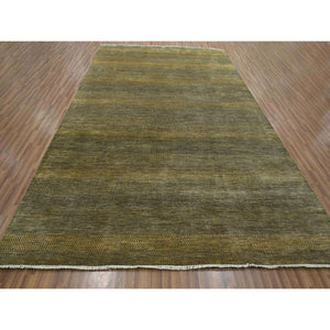 9'2"x12'6" Bone Brown, Modern Grass Design, Hand Knotted, Borderless, Denser Weave, Tone On Tone, Wool And Silk, Lush And Plush, Oriental Rug FWR457938