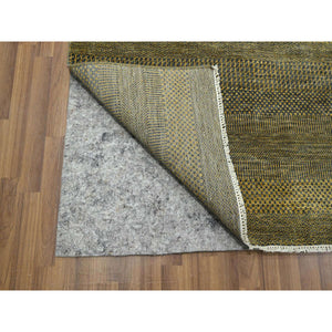 9'2"x12'6" Bone Brown, Modern Grass Design, Hand Knotted, Borderless, Denser Weave, Tone On Tone, Wool And Silk, Lush And Plush, Oriental Rug FWR457938