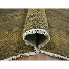 Load image into Gallery viewer, 9&#39;2&quot;x12&#39;6&quot; Bone Brown, Modern Grass Design, Hand Knotted, Borderless, Denser Weave, Tone On Tone, Wool And Silk, Lush And Plush, Oriental Rug FWR457938