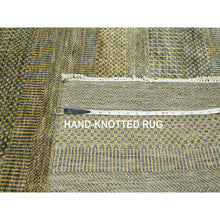 Load image into Gallery viewer, 9&#39;2&quot;x12&#39;6&quot; Bone Brown, Modern Grass Design, Hand Knotted, Borderless, Denser Weave, Tone On Tone, Wool And Silk, Lush And Plush, Oriental Rug FWR457938