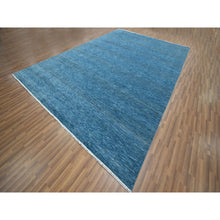 Load image into Gallery viewer, 10&#39;x14&#39;2&quot; Vivid Blue, Modern Grass Design, Hand Knotted, Borderless, Denser Weave, Tone on Tone, Wool and Silk, Lush and Plush, Oriental Rug FWR457950