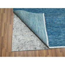 Load image into Gallery viewer, 10&#39;x14&#39;2&quot; Vivid Blue, Modern Grass Design, Hand Knotted, Borderless, Denser Weave, Tone on Tone, Wool and Silk, Lush and Plush, Oriental Rug FWR457950