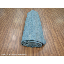 Load image into Gallery viewer, 10&#39;x14&#39;2&quot; Vivid Blue, Modern Grass Design, Hand Knotted, Borderless, Denser Weave, Tone on Tone, Wool and Silk, Lush and Plush, Oriental Rug FWR457950