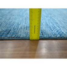 Load image into Gallery viewer, 10&#39;x14&#39;2&quot; Vivid Blue, Modern Grass Design, Hand Knotted, Borderless, Denser Weave, Tone on Tone, Wool and Silk, Lush and Plush, Oriental Rug FWR457950