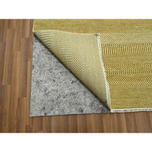 Load image into Gallery viewer, 10&#39;2&quot;x14&#39;2&quot; Harvest Gold, Modern Grass Design, Hand Knotted, Borderless, Denser Weave, Wool And Silk, Tone On Tone, Lush And Plush, Oriental Rug FWR457968