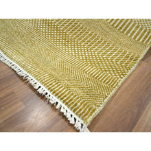 Load image into Gallery viewer, 10&#39;2&quot;x14&#39;2&quot; Harvest Gold, Modern Grass Design, Hand Knotted, Borderless, Denser Weave, Wool And Silk, Tone On Tone, Lush And Plush, Oriental Rug FWR457968