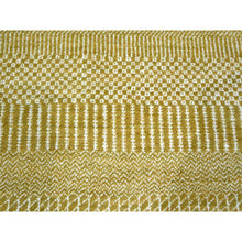 Load image into Gallery viewer, 10&#39;2&quot;x14&#39;2&quot; Harvest Gold, Modern Grass Design, Hand Knotted, Borderless, Denser Weave, Wool And Silk, Tone On Tone, Lush And Plush, Oriental Rug FWR457968